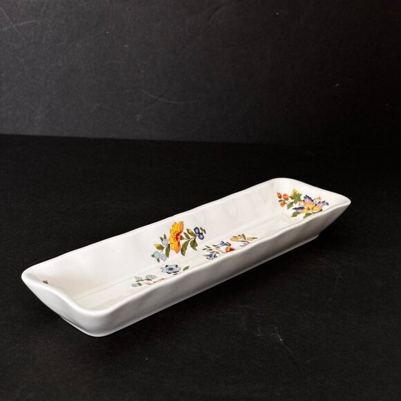 Aynsley Ring Jewelry Tray Fine China Cottage Garden Butterfly Flower England Vtg - Picture 6 of 6